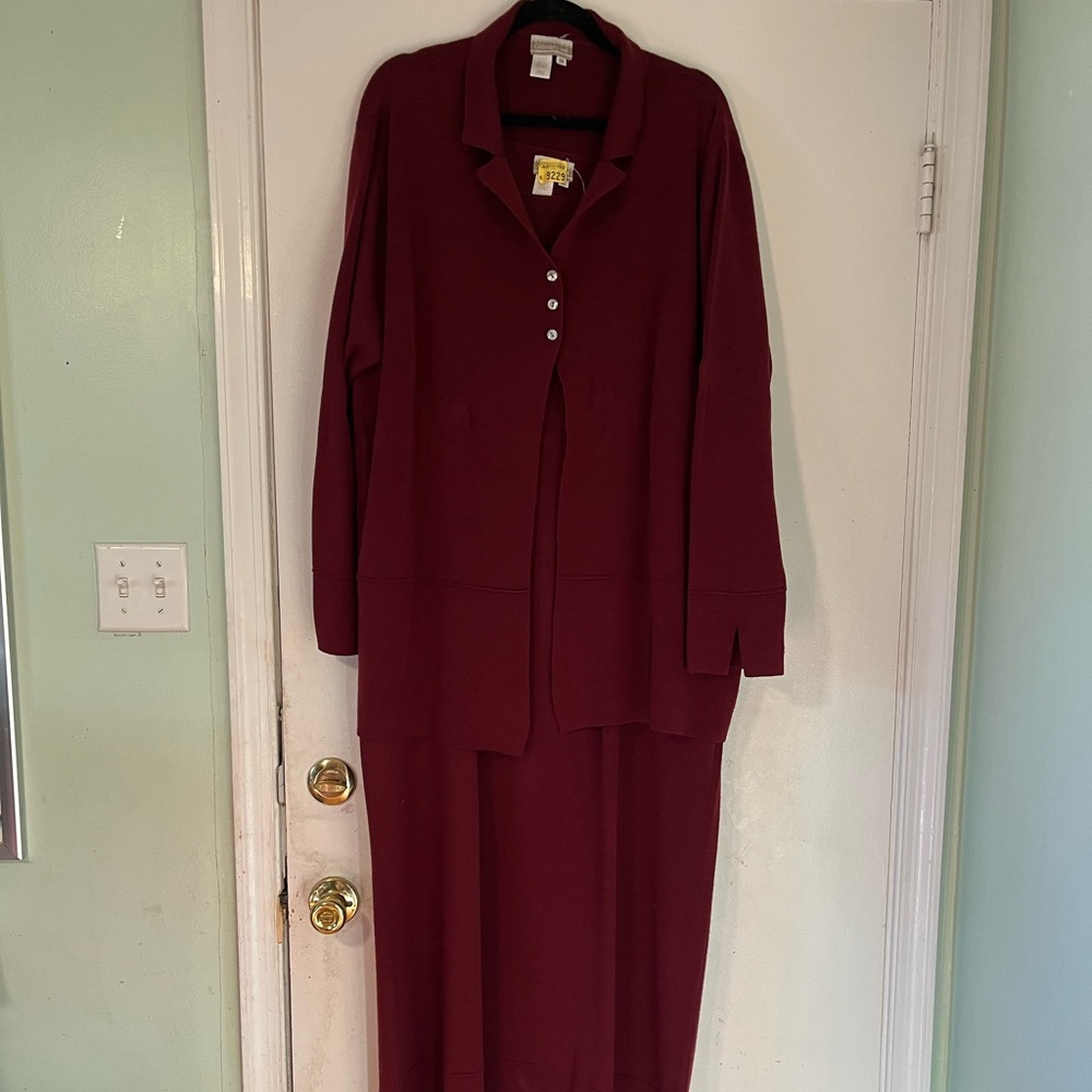 Coldwater Creek Women’s Red Wool Blend Dress & Blazer Set Plus Size 3X